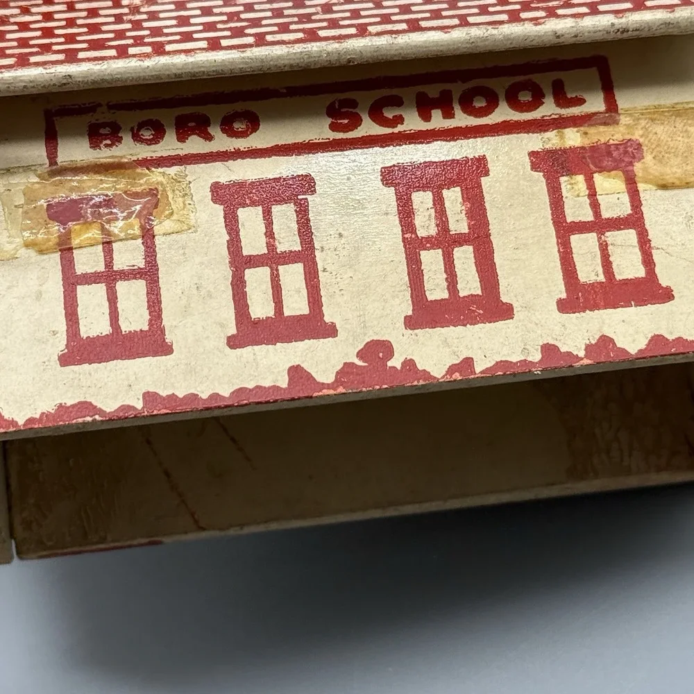 Vintage Hobbytown Wooden Model Railroad Buildings House Boro School Train Layout